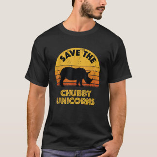 Save the chubby unicorns vintage retro rhino T-Shirt