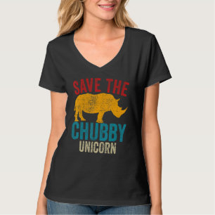 Save The Chubby Unicorns Vintage Rhino Animal Rig T-Shirt