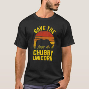 Save The Chubby Unicorns Vintage Rhino Animal Rig T-Shirt