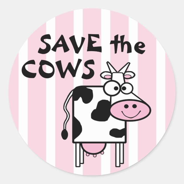 Save the Cows Animal Rights Classic Round Sticker (Front)