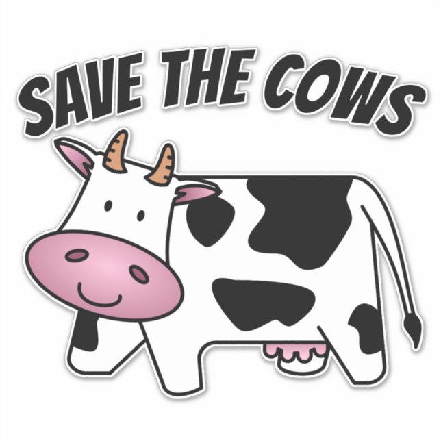 SAVE THE COWS COW CAR DECAL STICKER (Front)