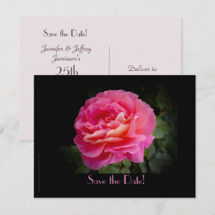 Save the Date 25th Wedding Anniversary Party Rose Announcement Postcard