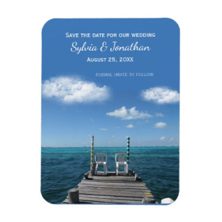 Save the Date 2 Chairs on Pier Magnet