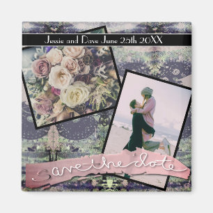 Save-the-Date 2 Custom Photos Steampunk Magnet
