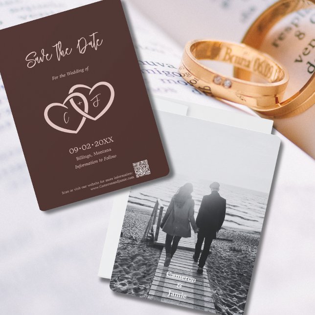 Save the Date 2 Hearts Intertwined with Initials Invitation (Save the Date 2 Hearts Intertwined with Initials Invitation)