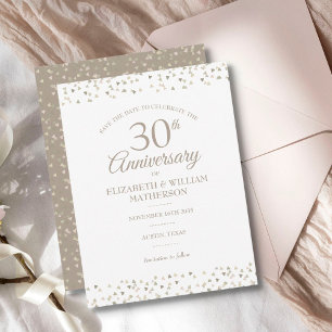 Save the Date 30th Anniversary Hearts Confetti  Announcement Postcard