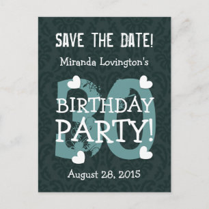 Save the Date 30th Birthday Party V30B TEAL GREEN Announcement Postcard