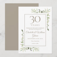 Save the Date 30th Wedding Anniversary Greenery