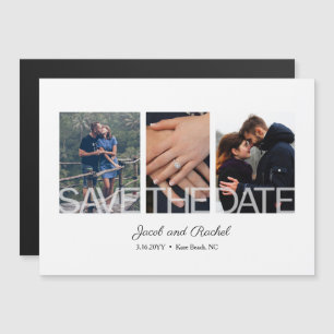 Save the Date 3-Photo Collage Wedding Magnet
