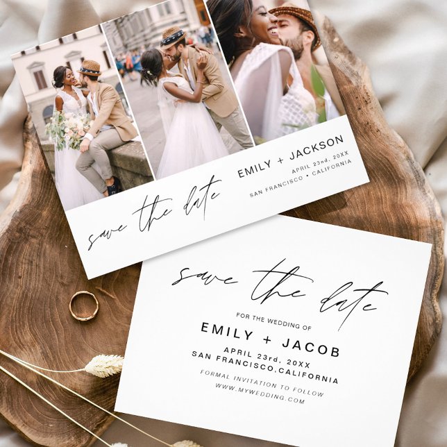 Save the Date 3 Photo Elegant Editable Modern Flyer (Creator Uploaded)