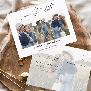 Save the Date 4 Photo Elegant Classy Modern Postcard