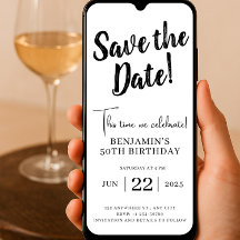 Save The Date 50Birthday Phone Invitation Unique