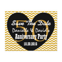 Save the Date 50th Anniversary GOLD BLACK Heart V3