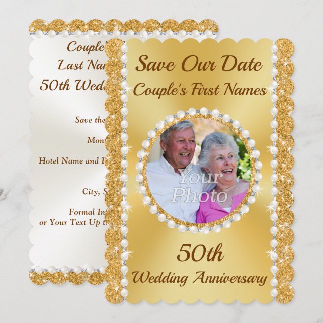 Save the Date 50th Anniversary, Photo Personalised (Front/Back)