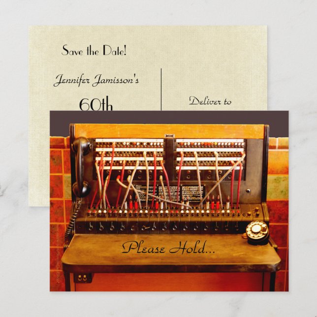 Save the Date 60th Birthday Party Phone Announcement Postcard (Front/Back)