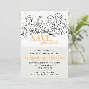 Save the date 62nd birthday invitations Dinner