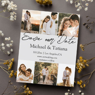 save the date 6 photos collage wedding card