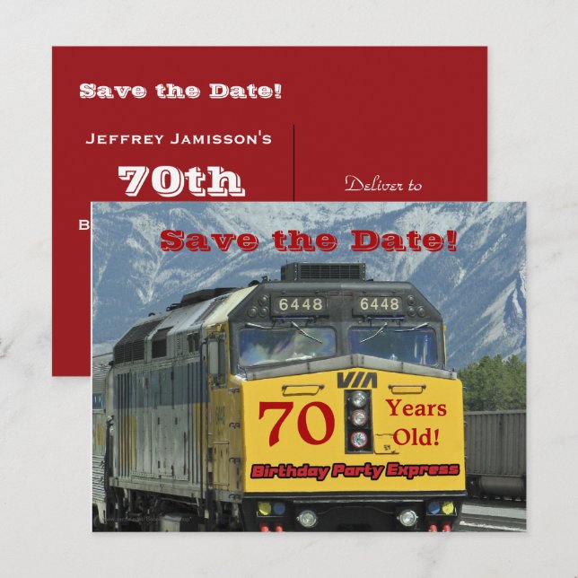 Save the Date 70th Birthday Party Invitation (Front/Back)