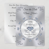 Save the Date 75th Birthday Party, Diamond Jubilee