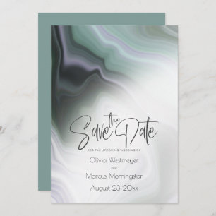 Save the Date Abstract Dusty Sage Pale Violet Invitation