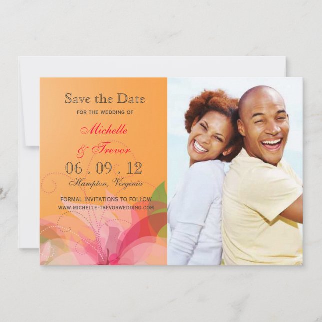 Save the Date - Abstract Floral Photo Invites (Front)