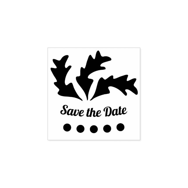 Save the Date Abstract Leaves Rubber Stamp (Imprint)