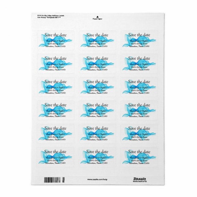 Save the date address labels (Full Sheet)