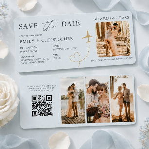 Save the Date Aeroplane Boarding Pass Plane QR Cod
