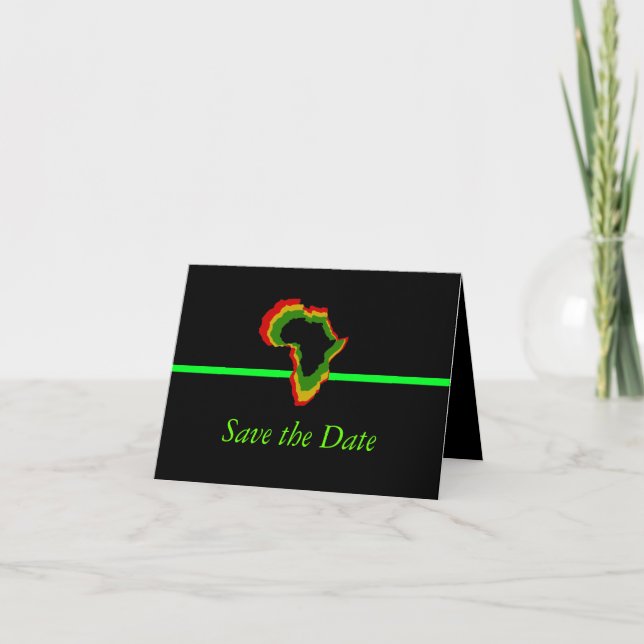"Save the Date" Africa w/ Pan African Colours [Gre Invitation (Front)