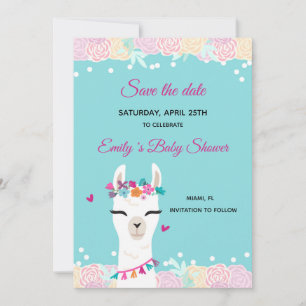 Save The Date Alpaca LLama Face