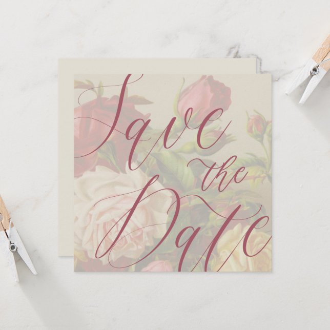 Save the Date Announcement Card & Envelope  (Front/Back In Situ)