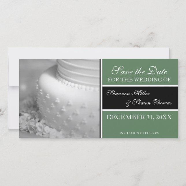 Save the Date Announcement Photo Cards {Green} (Front)