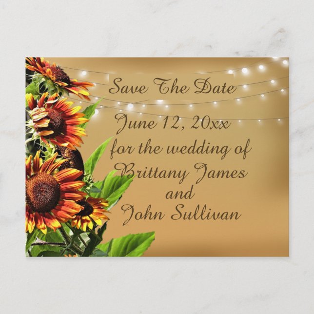 Save the Date Announcement, Sunflowers Postcard (Front)