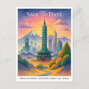 Save The Date Announcement Taipei City Taiwan Postcard