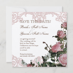 Save the Date Announcement - Trellis Rose Vintage
