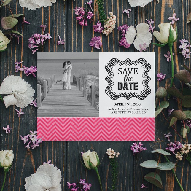 Save the Date Announcements {Pink Chevron} (Creator Uploaded)