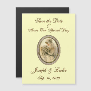 Save the Date Antique Bride Yellow Magnetic Invitation