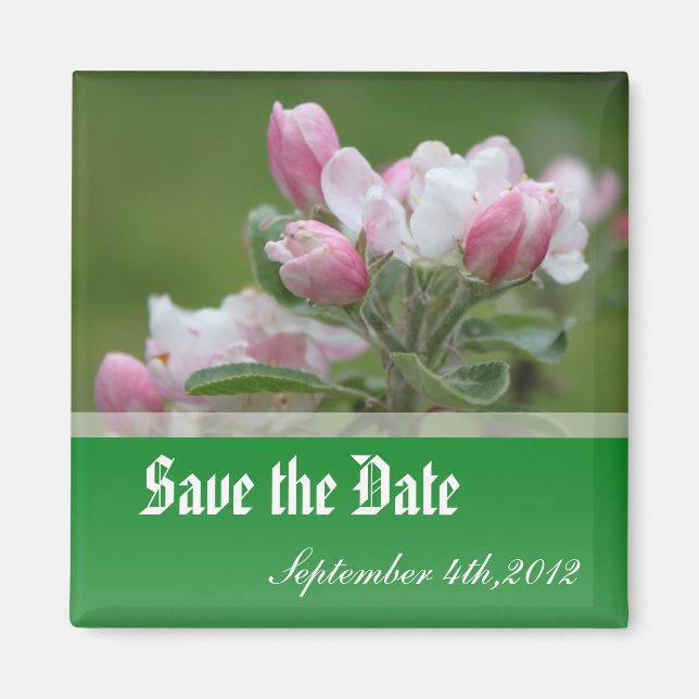 save the date, apple flowers magnet (Front)