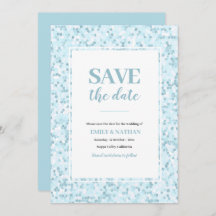 Save the date Aqua blue Mosaic Invitation