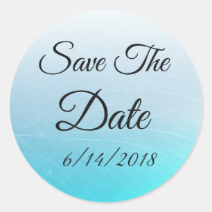 Save the Date Aqua Blue Wedding Sticker