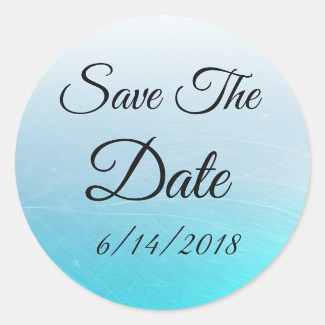 Save the Date Aqua Blue Wedding Sticker (Front)