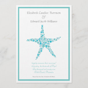Save the Date Aqua Turquoise Starfish Announcement