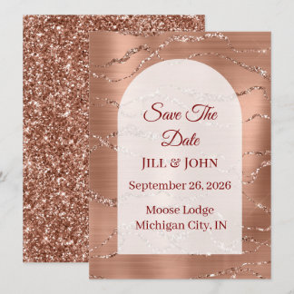 Save The Date Arched Wedding Rose Gold Card