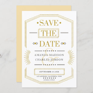 Save the date Art-deco geometric frame Invitation