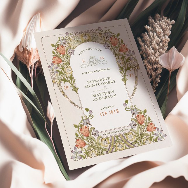 Save the Date Art Nouveau William Morris Invitation (Creator Uploaded)