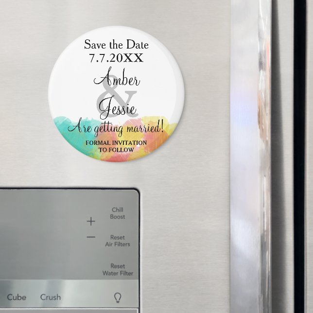 Save the Date Artsy Gouache Watercolor Wedding Magnet (In Situ (Fridge))