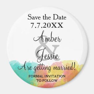 Save the Date Artsy Gouache Watercolor Wedding Magnet