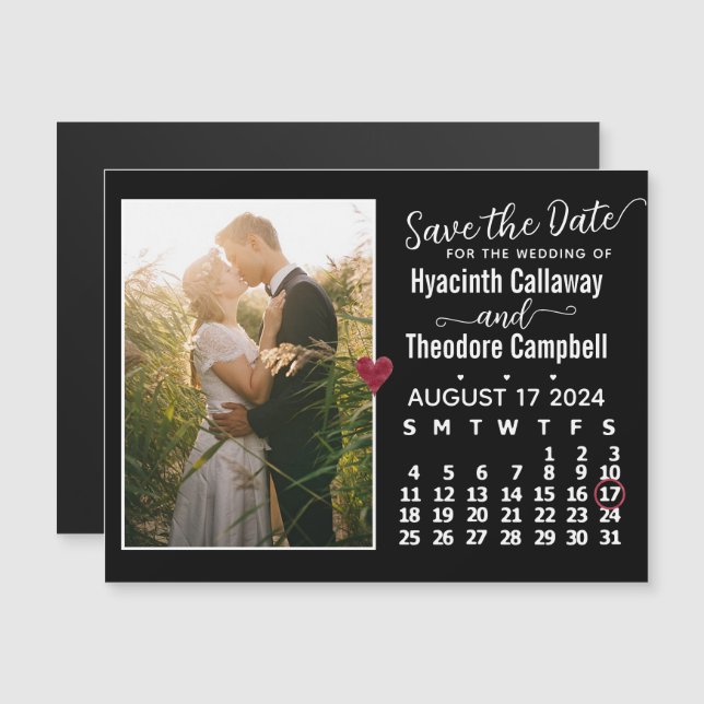 Save the Date August 2024 Calendar Photo Magnet (Front/Back)