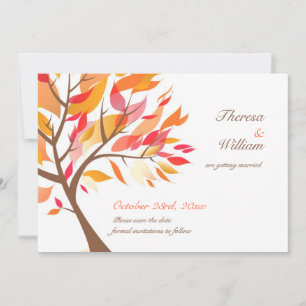 Save The Date Autumn Theme Tree Flat Card