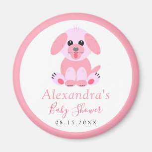 Save The Date Baby Girl Shower Personalised Puppy Magnet